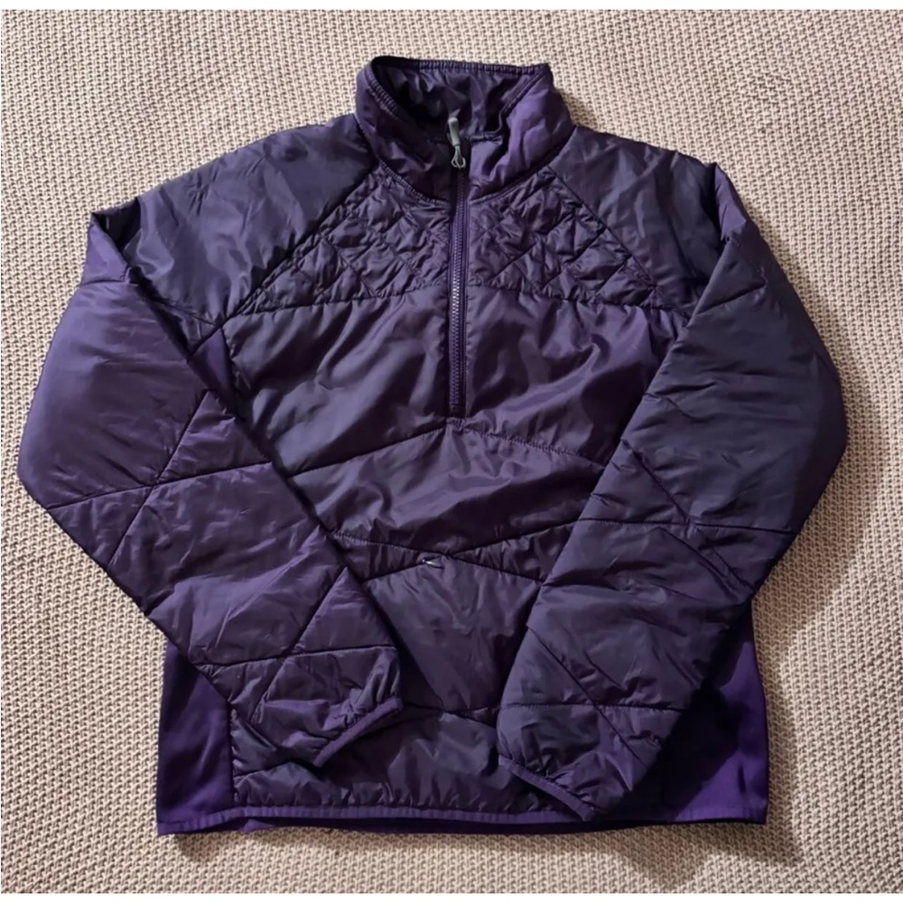 Athleta Women’s Winter Jacket Purple quarter zip Quilted Patterns Sz‎ Large
